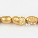 Pearl Beads, Golden, 8-9mm dyed baroque, Sold per 14.8-inch strand