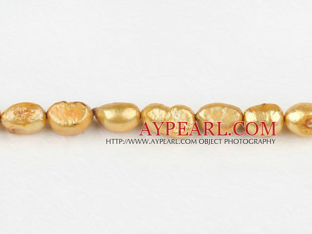 Pearl Beads, Golden, 8-9mm dyed baroque, Sold per 14.8-inch strand