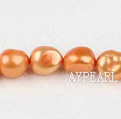 Pearl Beads, Orange, 8-9mm dyed baroque, Sold per 14.8-inch strand