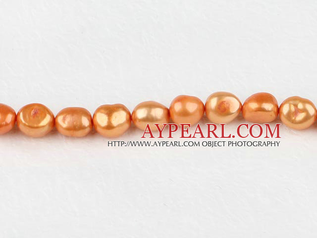 Pearl Beads, Orange, 8-9mm dyed baroque, Sold per 14.8-inch strand
