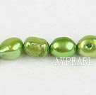 Pearl Beads, Grass Green, 8-9mm dyed baroque, Sold per 14.8-inch strand,8-9mm