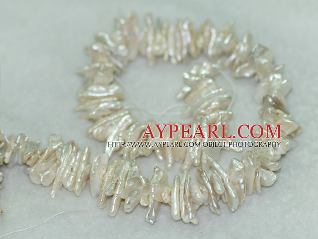 Biwa freshwater pearl beads, white, 4*6*20mm keshi. Sold per 15.4-inch strand.