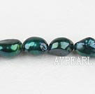 Pearl Beads, Greenish Black, 8-9mm dyed baroque, Sold per 14.8-inch strand