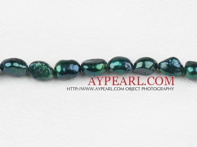 Pearl Beads, Greenish Black, 8-9mm dyed baroque, Sold per 14.8-inch strand