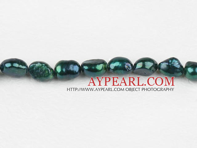 Pearl Beads, Greenish Black, 8-9mm dyed baroque, Sold per 14.8-inch strand