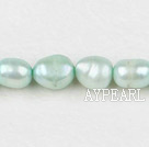 Pearl Beads, Light Green, 8-9mm dyed baroque, Sold per 14.8-inch strand,8-9mm
