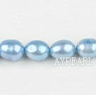 Pearl Beads, Light Blue, 8-9mm dyed baroque, Sold per 14.8-inch strand