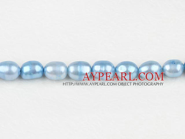 Pearl Beads, Light Blue, 8-9mm dyed baroque, Sold per 14.8-inch strand