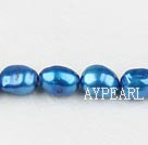 Pearl Beads, Blue, 8-9mm dyed baroque, Sold per 14.8-inch strand
