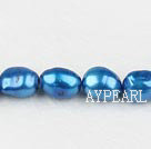 Pearl Beads, Blue, 8-9mm dyed baroque, Sold per 14.8-inch strand,8-9mm