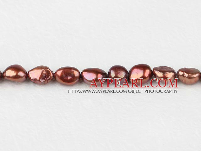 Pearl Beads, Reddish Brown, 8-9mm dyed baroque, Sold per 14.8-inch strand
