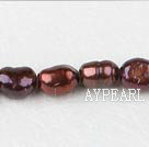 Pearl Beads, Brown, 8-9mm dyed baroque, Sold per 14.8-inch strand