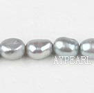 Pearl Beads, Light Grey, 8-9mm dyed baroque, Sold per 14.8-inch strand