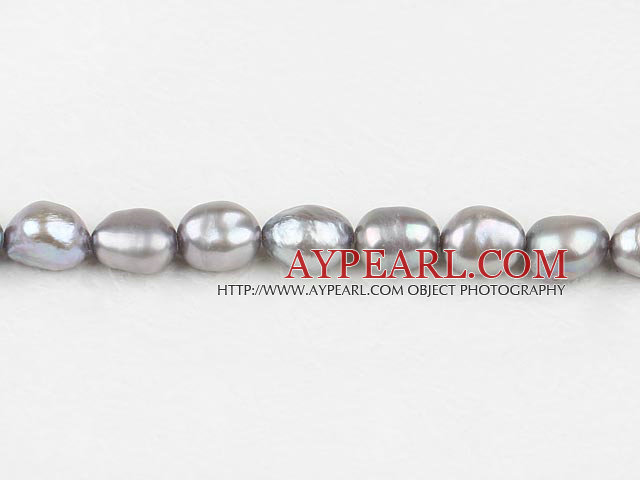Pearl Beads, Grey, 8-9mm dyed baroque, Sold per 14.8-inch strand