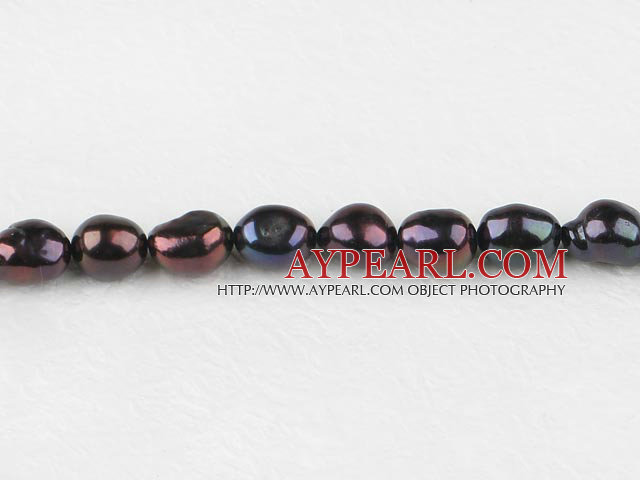 Pearl Beads, Black, 8-9mm dyed baroque, Sold per 14.8-inch strand