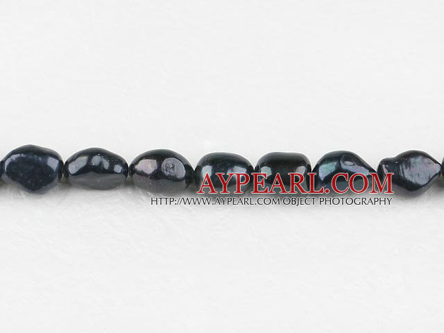 Pearl Beads, Black, 8-9mm dyed baroque, Sold per 14.8-inch strand