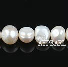 Pearl Beads, White, 8-9mm natural double side flashing, Sold per 14.57-inch strand,8-9mm