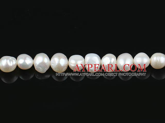 Pearl Beads, White, 8-9mm natural double side flashing, Sold per 14.57-inch strand