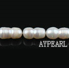 Pearl Beads, White, 11-12mm natural straight hole, cucurbit shape, Sold per 15.4-inch strand
