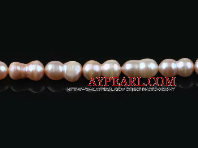Pearl Beads, Pink, 11-12mm natural straight hole, cucurbit shape, Sold per 15.4-inch strand