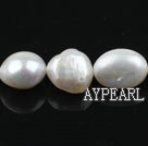 Pearl Beads, White, 12*16mm natural baroque, Sold per 15.4-inch strand