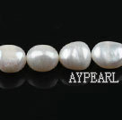 Pearl Beads, White, 11-12mm natural baroque, Sold per 15-inch strand