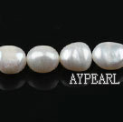 Pearl Beads, White, 11-12mm natural baroque, Sold per 15-inch strand,11-12mm