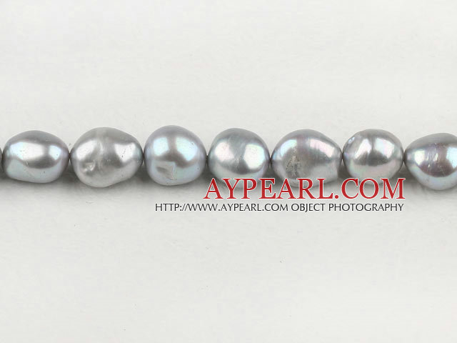 Pearl Beads, Grey, 11-12mm dyed baroque, 15-inch strand