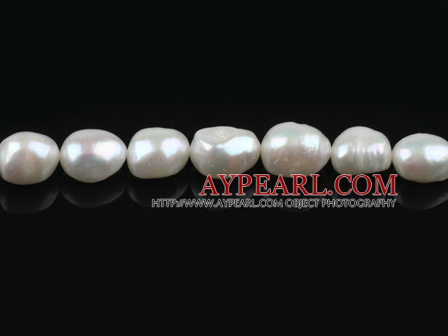 Pearl Beads, White, 10-11mm natural baroque, 14.6-inch strand
