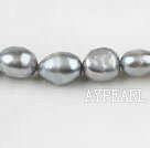 Pearl Beads, Grey, 10-11mm dyed baroque, 14.6-inch strand