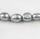 Pearl Beads, Grey, 10-11mm dyed baroque, 14.6-inch strand,10-11mm