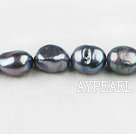 Pearl Beads, Dark Grey, 10-11mm dyed baroque, 14.6-inch strand,10-11mm