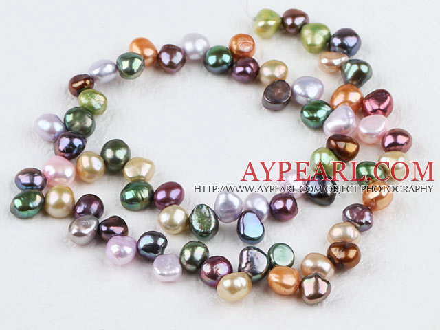 Pearl Beads, Mixed Color, 7-8mm dyed partial hole, 14.6-inch strand