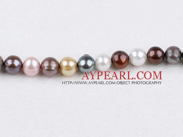 Pearl Beads, Mixed Color, 8-9mm dyed, 15.4-inch strand