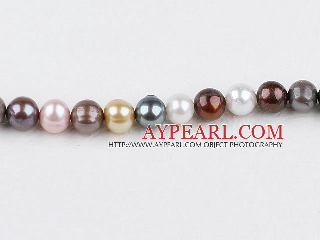 Pearl Beads, Mixed Color, 8-9mm dyed, 15.4-inch strand