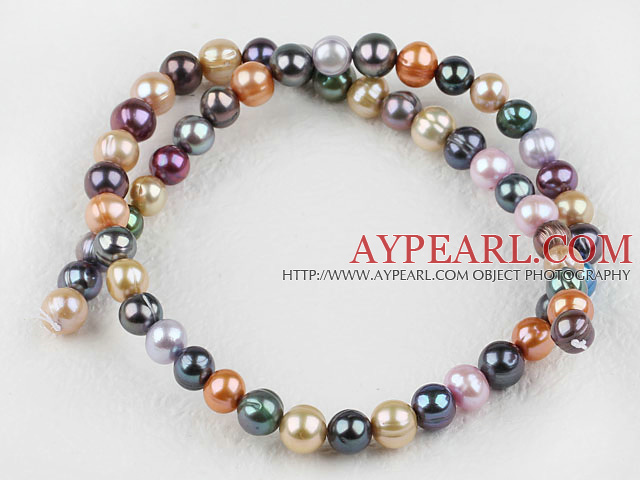 Pearl Beads, Mixed Color, 7-8mm dyed, 15.4-inch strand