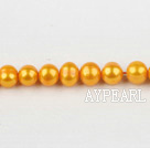 Pearl Beads, Bright Yellow, 8-9mm dyed, 14.4-inch strand
