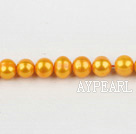 Pearl Beads, Bright Yellow, 8-9mm dyed, 14.4-inch strand,8-9mm