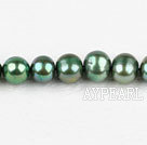 Pearl Beads, Olive Green, 8-9mm dyed, 14.4-inch strand,8-9mm