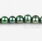 Pearl Beads, Olive Green, 8-9mm dyed, 14.4-inch strand