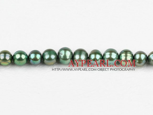 Pearl Beads, Olive Green, 8-9mm dyed, 14.4-inch strand