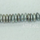Coin shape freshwater pearl overlapping beads,Silver Gray,5*12mm