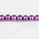 Pearl Beads, Purplish Red, 8-9mm dyed, 14.4-inch strand