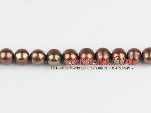 Pearl Beads, Brown, 8-9mm dyed, 14.4-inch strand