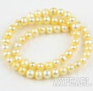 Pearl Beads, Light Yellow, 6-7mm dyed, 14.4-inch strand