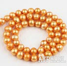 Pearl Beads, Orange, 6-7mm dyed, 14.4-inch strand