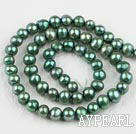 Pearl Beads, Dark Olive Green, 6-7mm dyed, 14.4-inch strand