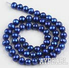 Pearl Beads, Sapphire Blue, 6-7mm dyed, 14.4-inch strand