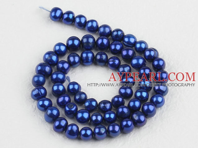 Pearl Beads, Sapphire Blue, 6-7mm dyed, 14.4-inch strand