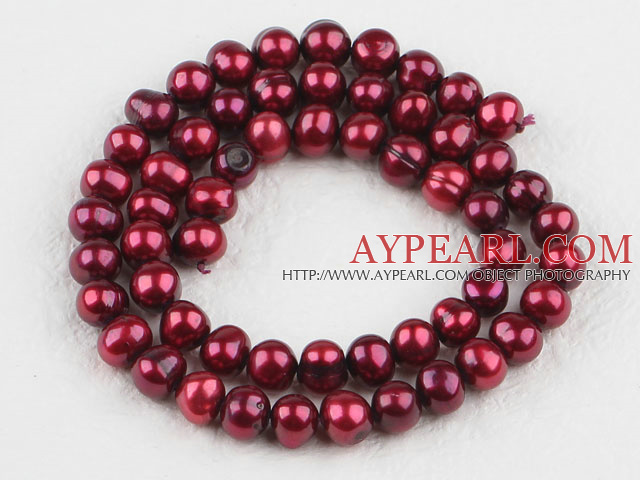 Pearl Beads, Wine Red, 6-7mm dyed, 14.4-inch strand